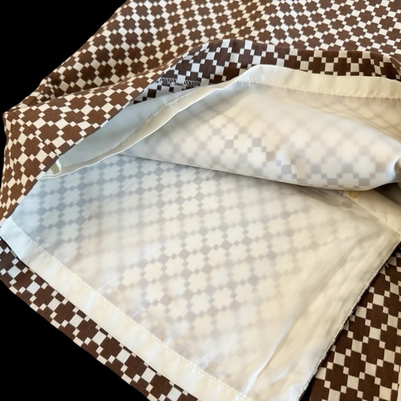 Ann Taylor Brown White Checkered pencil Skirt cotton office siren sz 6 992 - Picture 2 of 10
